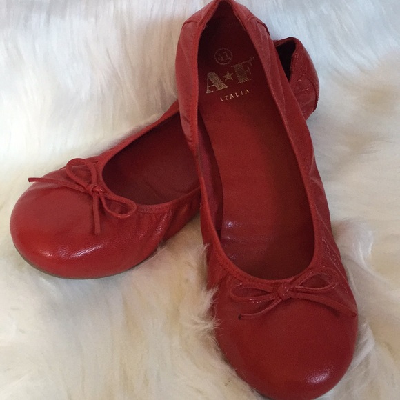 red leather ballet pumps